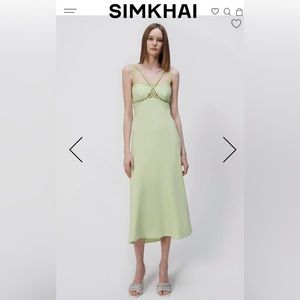 SIMKHAI Sevilla Crochet Ring Halter Midi Dress